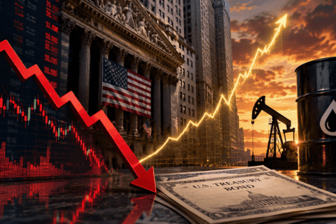 U.S. stocks fall as Treasury yields and oil prices rise