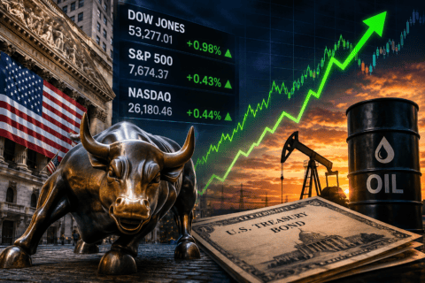 US stocks rebound on Wall Street as Treasury yields and oil prices remain high.