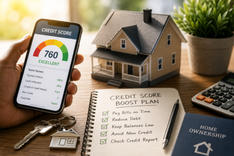 Improve credit score quickly for home ownership with credit score plan and house keys
