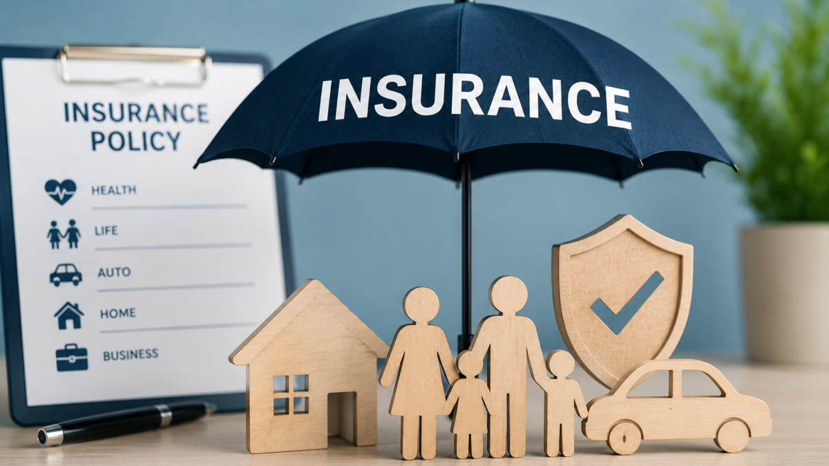 Insurance policy protecting a family, home, car, and other assets