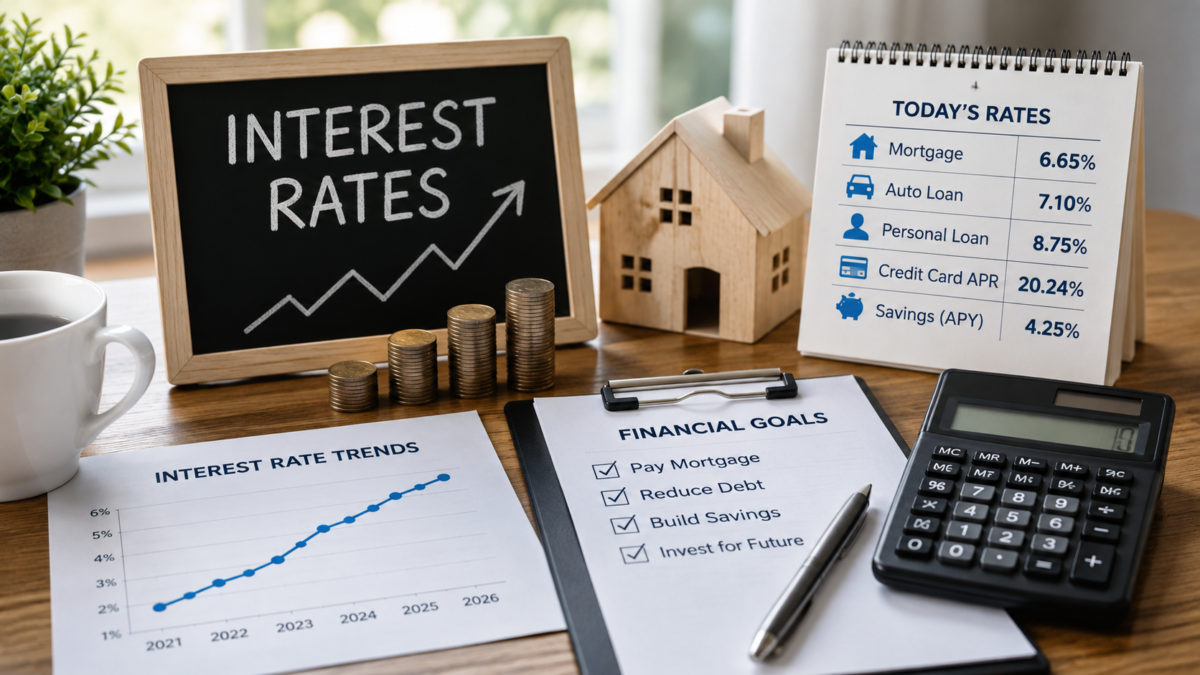 Interest rates explained with mortgage, savings, borrowing and financial planning examples