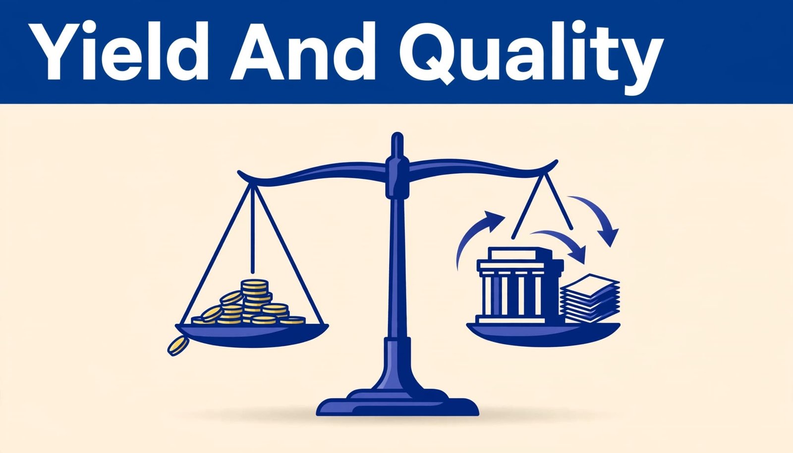 A balance scale compares dividend coins with company fundamentals.